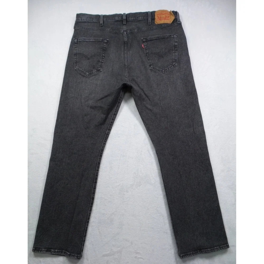 Levis Jeans‎ Mens Size 38 x 30 Gray Denim 501 Button Fly Straight Leg Stretch